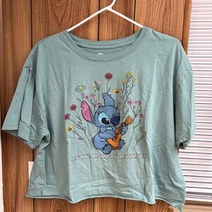 Disney Women’s Green Stitch Graphic T-Shirt (cropped)